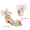 imageDREAM PAIRS Girls Sandals Low Heel Dress Pump Ankle Strap Interchangeable Bow Flower Wedding Party Shoes for Little KidBig KidGoldglitter