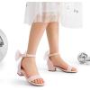 imageDREAM PAIRS Girls Sandals Low Heel Dress Pump Ankle Strap Interchangeable Bow Flower Wedding Party Shoes for Little KidBig KidNude
