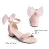 imageDREAM PAIRS Girls Sandals Low Heel Dress Pump Ankle Strap Interchangeable Bow Flower Wedding Party Shoes for Little KidBig KidNude
