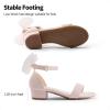imageDREAM PAIRS Girls Sandals Low Heel Dress Pump Ankle Strap Interchangeable Bow Flower Wedding Party Shoes for Little KidBig KidNude