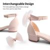 imageDREAM PAIRS Girls Sandals Low Heel Dress Pump Ankle Strap Interchangeable Bow Flower Wedding Party Shoes for Little KidBig KidNude