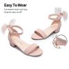 imageDREAM PAIRS Girls Sandals Low Heel Dress Pump Ankle Strap Interchangeable Bow Flower Wedding Party Shoes for Little KidBig KidNude