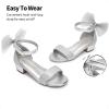 imageDREAM PAIRS Girls Sandals Low Heel Dress Pump Ankle Strap Interchangeable Bow Flower Wedding Party Shoes for Little KidBig KidSilverglitter