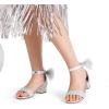 imageDREAM PAIRS Girls Sandals Low Heel Dress Pump Ankle Strap Interchangeable Bow Flower Wedding Party Shoes for Little KidBig KidSilverglitter