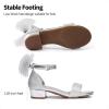 imageDREAM PAIRS Girls Sandals Low Heel Dress Pump Ankle Strap Interchangeable Bow Flower Wedding Party Shoes for Little KidBig KidSilverglitter