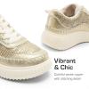 imageDREAM PAIRS Girls Shoes Sneakers Tennis Shoes Kids Fashion Platform Lightweight Lace Up Casual Walking ShoesGold