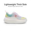 imageDREAM PAIRS Girls Shoes Sneakers Tennis Shoes Kids Fashion Platform Lightweight Lace Up Casual Walking ShoesWhiteRainbow