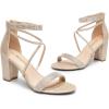 imageDREAM PAIRS Womens Chunk Low Heel Pump SandalsAll Goldglitter