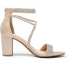 imageDREAM PAIRS Womens Chunk Low Heel Pump SandalsAll Goldglitter
