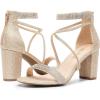 imageDREAM PAIRS Womens Chunk Low Heel Pump SandalsAll Goldglitter