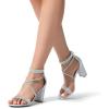 imageDREAM PAIRS Womens Chunk Low Heel Pump SandalsAll Silverglitter