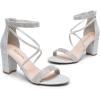 imageDREAM PAIRS Womens Chunk Low Heel Pump SandalsAll Silverglitter