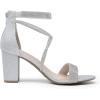 imageDREAM PAIRS Womens Chunk Low Heel Pump SandalsAll Silverglitter