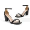 imageDREAM PAIRS Womens Chunk Low Heel Pump SandalsBlackPu