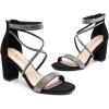 imageDREAM PAIRS Womens Chunk Low Heel Pump SandalsBlacksuede
