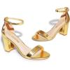 imageDREAM PAIRS Womens Chunk Low Heel Pump SandalsGoldmetallic