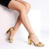 imageDREAM PAIRS Womens Chunk Low Heel Pump SandalsGoldmetallic