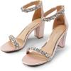 imageDREAM PAIRS Womens Chunk Low Heel Pump SandalsNude Pinksatin