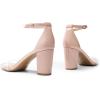 imageDREAM PAIRS Womens Chunk Low Heel Pump SandalsNudeClear