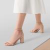 imageDREAM PAIRS Womens Chunk Low Heel Pump SandalsNudeSuede