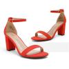 imageDREAM PAIRS Womens Chunk Low Heel Pump SandalsRedSuede