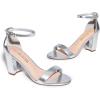 imageDREAM PAIRS Womens Chunk Low Heel Pump SandalsSilvermetallic