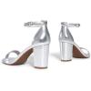 imageDREAM PAIRS Womens Chunk Low Heel Pump SandalsSilvermetallic