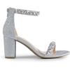imageDREAM PAIRS Womens Chunk Low Heel Pump SandalsSilverrhinestone
