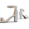 imageDREAM PAIRS Womens Chunk Low Heel Pump SandalsSilverrhinestone