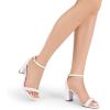 imageDREAM PAIRS Womens Chunk Low Heel Pump SandalsWhitePearl