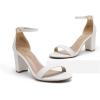 imageDREAM PAIRS Womens Chunk Low Heel Pump SandalsWhitePu