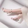 imageDREAM PAIRS Womens Chunk Low Heel Pump SandalsWhitePu