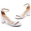 imageDREAM PAIRS Womens Chunk Low Heel Pump SandalsWhiteSatin