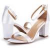 imageDREAM PAIRS Womens Chunk Low Heel Pump SandalsWhiteSatin