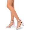 imageDREAM PAIRS Womens Chunk Low Heel Pump SandalsWhitesatin
