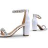 imageDREAM PAIRS Womens Chunk Low Heel Pump SandalsWhitesatin