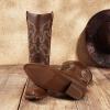 imageDREAM PAIRS Womens Cowboy Boots Pull On Cowgirl Boots Mid Calf Western BootsBrownpu