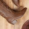imageDREAM PAIRS Womens Cowboy Boots Pull On Cowgirl Boots Mid Calf Western BootsBrownpu