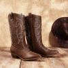 imageDREAM PAIRS Womens Cowboy Boots Pull On Cowgirl Boots Mid Calf Western BootsBrownpu
