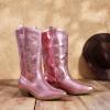 imageDREAM PAIRS Womens Cowboy Boots Pull On Cowgirl Boots Mid Calf Western BootsPinkmetal