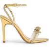 imageDREAM PAIRS Womens Double Bowknots Crystal Sandals Clear Slingback Heels Square Toe Shoes for Party WeddingGoldrhinestone