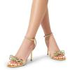 imageDREAM PAIRS Womens Double Bowknots Crystal Sandals Clear Slingback Heels Square Toe Shoes for Party WeddingGoldrhinestone