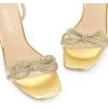 imageDREAM PAIRS Womens Double Bowknots Crystal Sandals Clear Slingback Heels Square Toe Shoes for Party WeddingGoldrhinestone