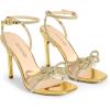 imageDREAM PAIRS Womens Double Bowknots Crystal Sandals Clear Slingback Heels Square Toe Shoes for Party WeddingGoldrhinestone