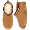 imageDREAM PAIRS Womens Fuzzy Cozy Slippers Genuine Suede Indoor Outdoor Fluffy Home Comfy Winter Slip On Cute Warm Memory Foam Furry Shoes FuzzyEasyChestnut