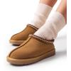 imageDREAM PAIRS Womens Fuzzy Cozy Slippers Genuine Suede Indoor Outdoor Fluffy Home Comfy Winter Slip On Cute Warm Memory Foam Furry Shoes FuzzyEasyChestnut
