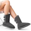 imageDREAM PAIRS Womens Mid Calf Winter Snow Boots Fashion FuzzyChic Buckle BootiesGrey