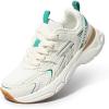 imageDREAM PAIRS Boys Girls Kids Sneakers Tennis Running Shoes Laceup Unisex LilLegends Lightweight Breathable Walking ShoesBeigeGreen