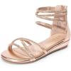 imageDREAM PAIRS Girls Ankle Strap Flat Sandals Summer Dressy Strappy Gladiator Rhinestones Platform Low Heels ShoesChampagne