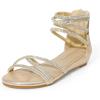 imageDREAM PAIRS Girls Ankle Strap Flat Sandals Summer Dressy Strappy Gladiator Rhinestones Platform Low Heels ShoesGold